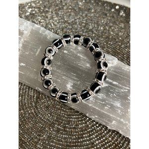 Evil Eye Mal De Ojo Grey Black Bling Stretch Bracelet 10mm